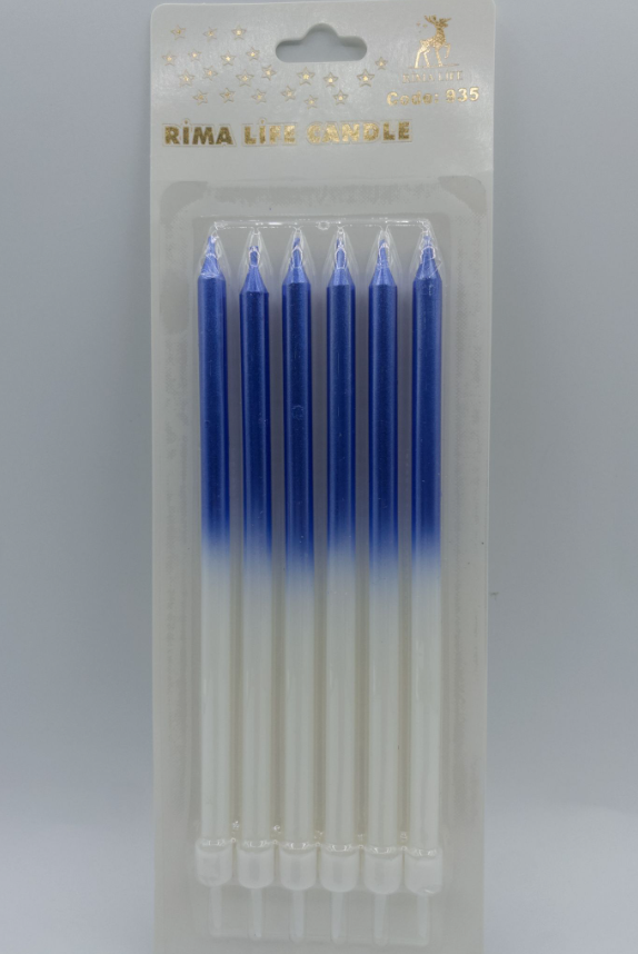 Lacivert Beyaz Doğum Günü Mumu 6 Lı Kod: 935